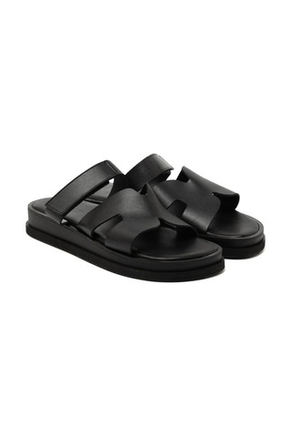 19 Black Terlik Kadın 26224 Myconian 2025 Greek Sandal Siyah