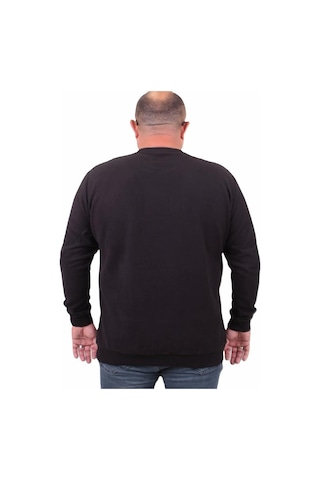 Starbattal Büyük Beden Selanik V Yaka Classic Sweat 23201 Sıyah-Sıyah Siyah