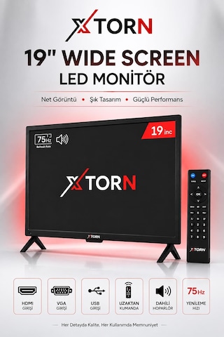 Torn 19" Sesli Uzaktan Kumandalı 75hz 5ms Hdmı Vga Geniş Ekran Monitör
