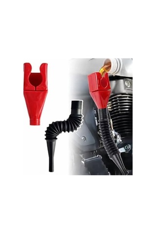 Katlanabilir Plastik Motor Yağ Hunisi, Esnek Hortumlu, Araba Ve Motorsikletler İçin, Kırmızı Ve Siyah