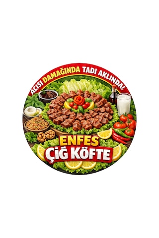 Mayeka Çiğ Köfte Dükkanı İçin Duvar Kapı Tablo Süsü Ahşap Askılı Pano Tabela No 5