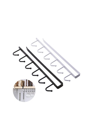 Raf Dolap Rafı Kupa Çay Fincanı Kancası Saklama Tutucu Dolap Ek Parçası Kupa Tutucu Bardak Tutucu 6 Kanca Kahve Fincanı Tutucu Asılı Saklama -2 Adet Çok Renkli