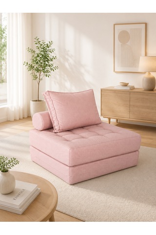 Newness Tekli Koltuk & Puf Pembe