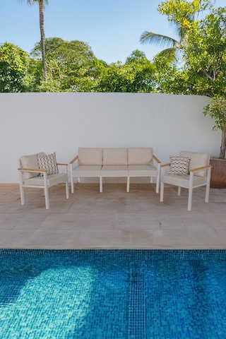 Neokas Bahçe Takımı, Balkon Mobilyası, 1+1+3, Kafe Koltuğu, Bekleme Alanı Koltuğu Beyaz