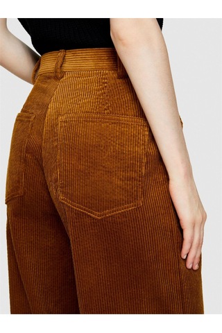 Sisley %100 Koton Geniş Paça Kadife Pantolon Kadın Kahverengi T-shirt - 323a453ulf040