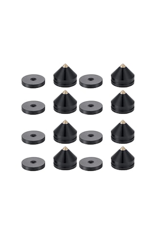 Aubyhe Siyah Alüminyum Hoparlör Ayakları Seti - 8 Adet, Metal Tırnaklı, 23mm Taban, 20mm Uzunluk