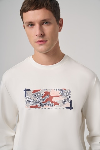 Morven Erkek Ekru Trend Baskılı Bisiklet Yaka Sweatshirt 26ks063007454 Ekru