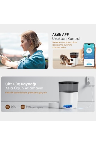 Petfit Elevate X 4l Wi-fi Akıllı Otomatik Kedi Köpek Mama Kabı Besleme Ünitesi Sesli Komut+çelik Kase+app Kontrol