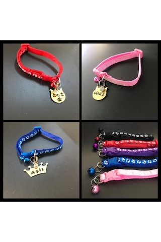 Metal Kedi Künyesi Bez Kedi Tasması