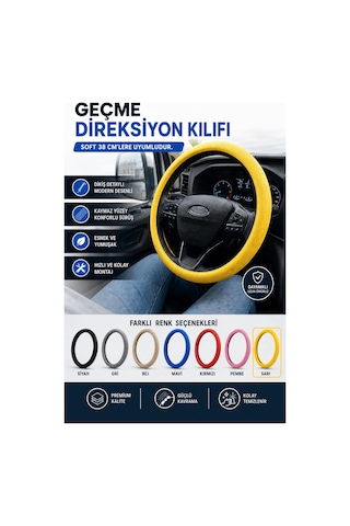 Direksiyon Kılıfı Geçme 38cm Soft Sarı Dkg001y Fermeq