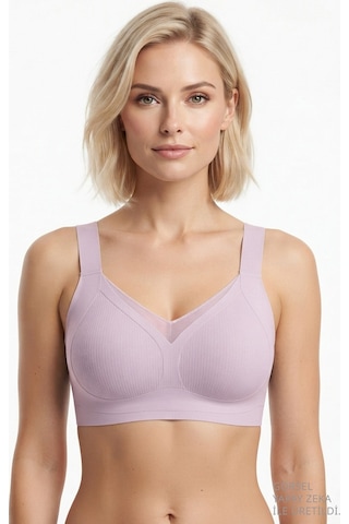 Cottonill Seamless Bra - Elvora Lazer Kesim Rib Dokulu Tül Detaylı Balensiz Kadın Sütyen 3'lü Paket Çok Renkli