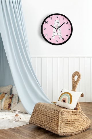 A Harfi Kız Odası Duvar Saati - 30cm - Önü Camlı Siyah Kasa - Sessiz Mekanizma-jh1149 Siyah