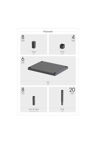 6 Katlı Düzenleyici Plastik Yatay Raf Ünitesi Beyaz, Kitaplık, Banyo, Mutfak Rafı, Beyaz Beyaz