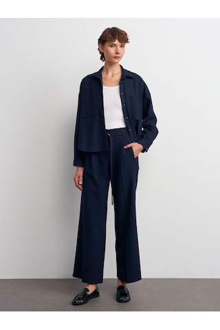 Dilvin 72180 Kemerli Geniş Paça Pantolon-lacivert Lacivert