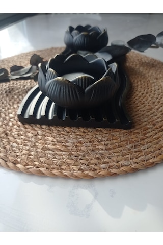 Noir Dalga Mumluk Seti Siyah Altın Eskitme Lüks Tasarım Obje İnci Art Design Siyah - Altın