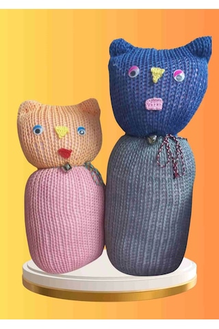 Tıkırık Örgü Yastık Uyku Ve Oyun Arkadaşı Şeker&cingöz - 35 Cm-45 Cm Diğer