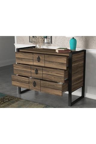 Dekorister Exclusive Lost Metal 3 Çekmeceli Şifonyer Ceviz