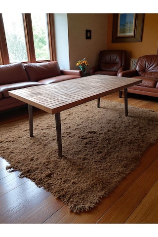 Orta Sehpa Ahşap Ceviz Renk Konik Ayak 120 X 60 Cm Yükseklik 42 C