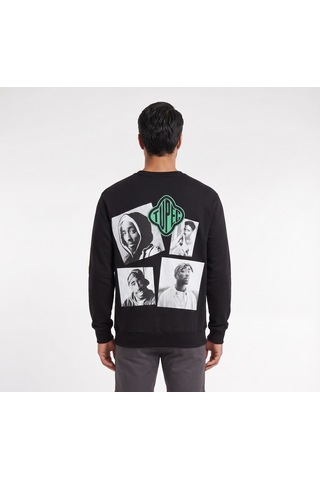 Blow Up Tupac Baskılı Siyah Erkek Sweatshirt 12006