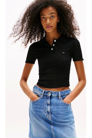 Tommy Jeans Tjw Poıntelle Polo Kadın Siyah Kazak Dw0dw20965bds Siyah