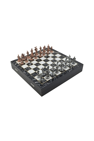 Gifthome Orta Boy Metal İspanyol Satranç Takımı Antik Ve Mermer D
