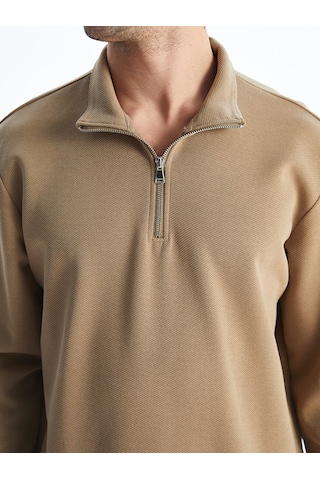 Lcw Vision Bej Dik Yaka Erkek Sweatshirt