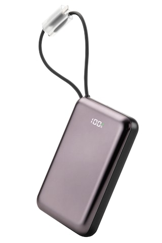 10.000 Mah Kablolu Pd Quick Mini Electronic Painting Powerbank Taşınabilir Sarj Cihazı Açık Gri