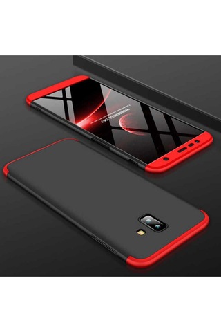 Samsung Uyumlu Galaxy J6 Plus Kılıf Zore Ays Kapak Siyah-Kırmızı