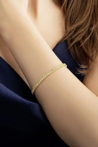 Kadın 316 L Çelik Vip Seri Antialerjik Baget Zirkon Taşlı Su Yolu Bileklik Ölçüleri 17cm + 3 Cm Uzatma 3 Mm Taş Boyutu-5198 Altın