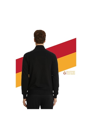 Gsstore Galatasaray Lisanslı Dik Yaka Fermuarlı Siyah Sweat Kişiye Özel Ahşap Kutululu Siyah