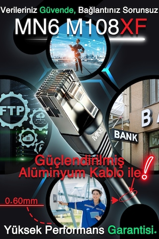 Mn6 M108xf 100 Metre Internet Kablosu/ftp0.60mm Cat6 Iki Kat Korumalı/iç Dış Mekan/100m Ethernet Kablosu