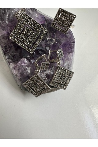 Markazit Taşlı Gümüş Set Takım 925 Ayar 20,83 Gram