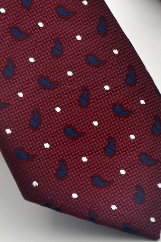 Gaffy Beyaz Lacivert Desenli Bordo Dokuma Kumaş Mendilli Slim Fit Kravat // Sdk-2612-4 Bordo