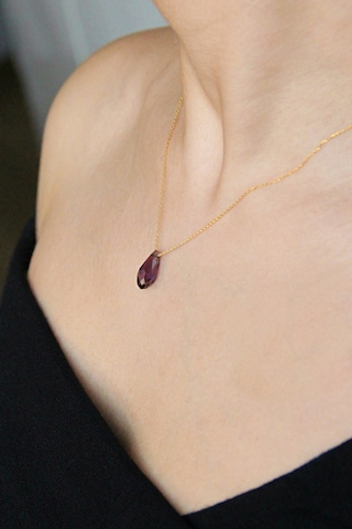 Argentum Concept Altın Kaplama Gümüş Zincirli Kristal Ametist Kolye - N166301