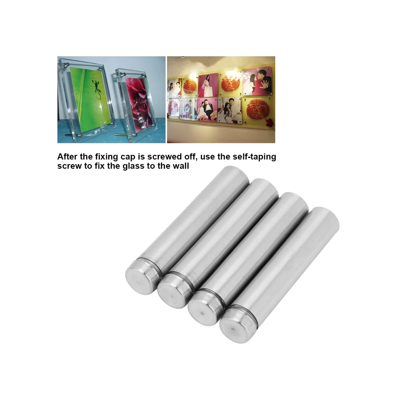 Yaleker 4 Adet Paslanmaz Çelik Cam Sabitleyici 12 80mm - Duvar Dekorasyonu, Kolay Kurulum, Dayanıklı Ve Paslanmaz Diğer