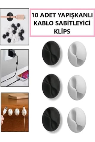 Kablo Sabitleyici Klips Organizer Kablo Düzenleyici Sabitleme Klipsi Dağınıklık Toparlayıcı Kablo Düzenleme