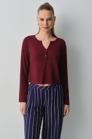 Suwen Campus Uzun Kollu Pijama Üstü Wsh12510055020 Bordo