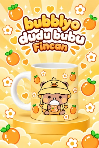 Dudu Bubu Fincan + Magnet + Bardak Altlığı Sarı Sarı