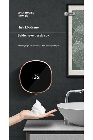 Novahub Dokunmasız Köpük Sabunluk, Otomatik Sensörlu, Beyaz Duvara Montaj Beyaz