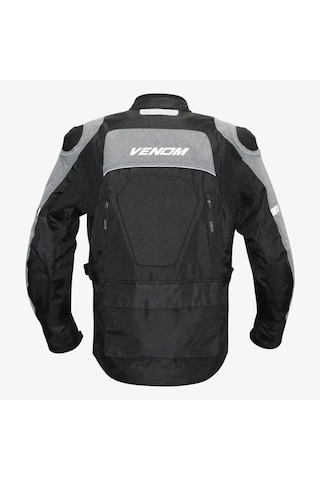 Venom Motosiklet Montu Long Siyah-gri Discovery Mont 4 Mevsim Uzun Motorcu Mont