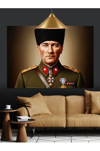 Mustafa Kemal Paşa Portresi Dekoratif Kanvas - Mdf Ahşap Tablo