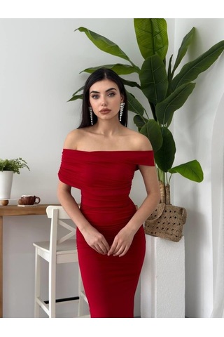 Dron Straplez Elbise Altın