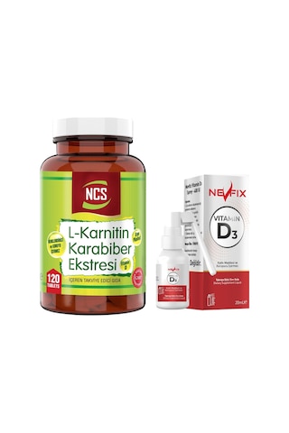 Ncs L-carnitine Karabiber Extreli 120 Tablet Nevfix Vitamin D3