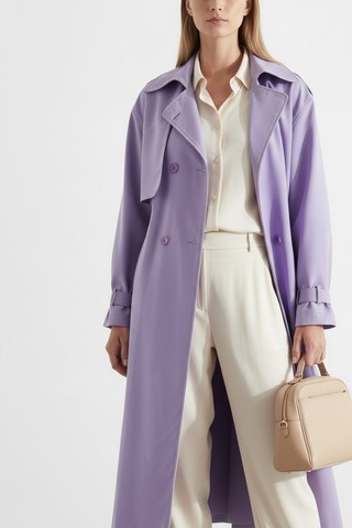Durivya Kruvaze Yaka Oversize Trençkot Lila