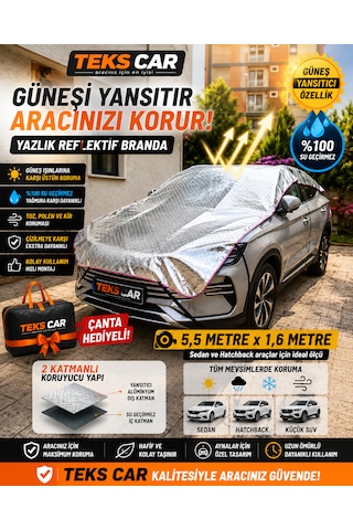 Oto Yarım Araba Brandası Güneş Koruyucu Uv Koruma Isı Yalıtım Oto Güneş Koruma Brandası Premium 1,6 Metre X 5,5 Metre