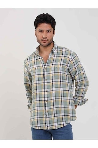 Dufy Yeşil Erkek Slim Fit Çiçek Desenli Klasik Yaka Uzun Kol Gömlek - 104885-yeşil Yeşil
