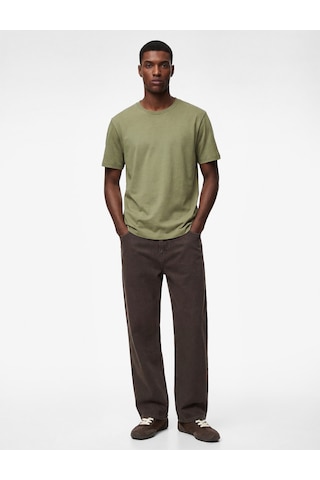 Koton Regular Fit Kısa Kollu Bisiklet Yaka Pamuklu Basic Tişört Haki 6sam10332mk