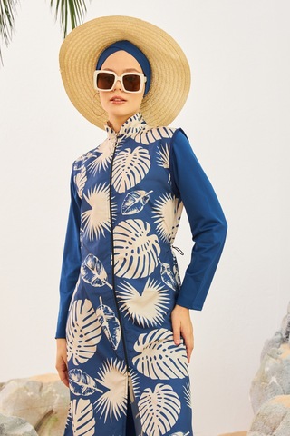 Tam Kapalı Tesettür Mayo Deniz Mayosu Td223-518 Lacivert