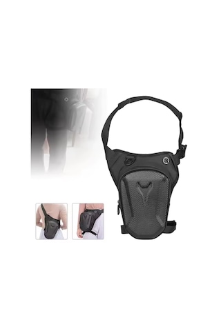 Newish Polo Unısex Ayarlanabilir Askılı Kulaklık Şarj Kablo Çıkışlı Motorcu Omuz Bel Bacak Çantası Siyah