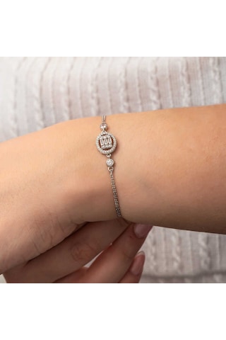 Gümüş Oval Baget Taşlı Kadın Bileklik Gümüş